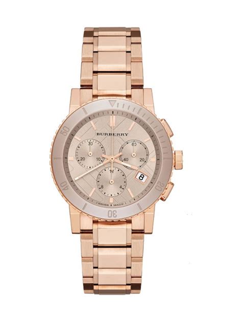 burberry rose gold-finished stainless steel chronograph bracelet watch|Burberry Men's Chronograph The City Rose Gold Watch BU9353.